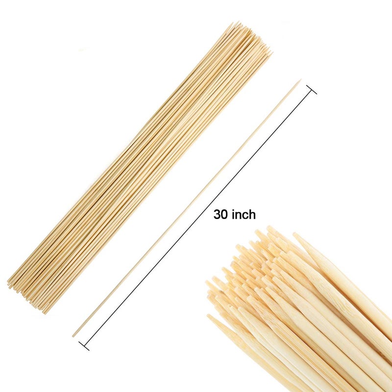 FLYPARTY Bamboo Marshmallow Roasting Sticks with 30 Inch 5mm Thick Extra Long Heavy Duty Wooden Skewers,Roaster Barbecue S'Mores Skewers Hot Dog Forks for Camping,Party,Kebab Sausage(60 Pcs) - Image 2